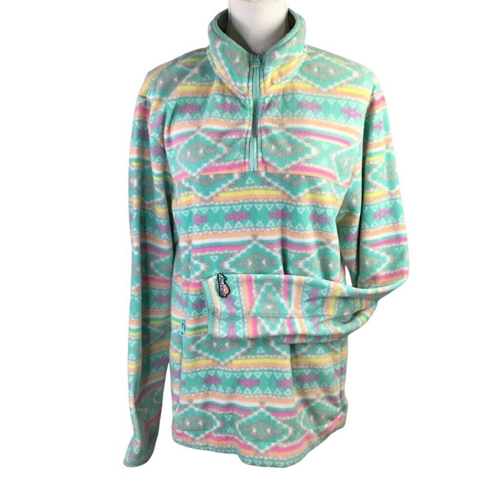 Chubbies Boomshakalaka 1/4 Zip Fleece Pastel Aztec Southwest Pockets Size XL
